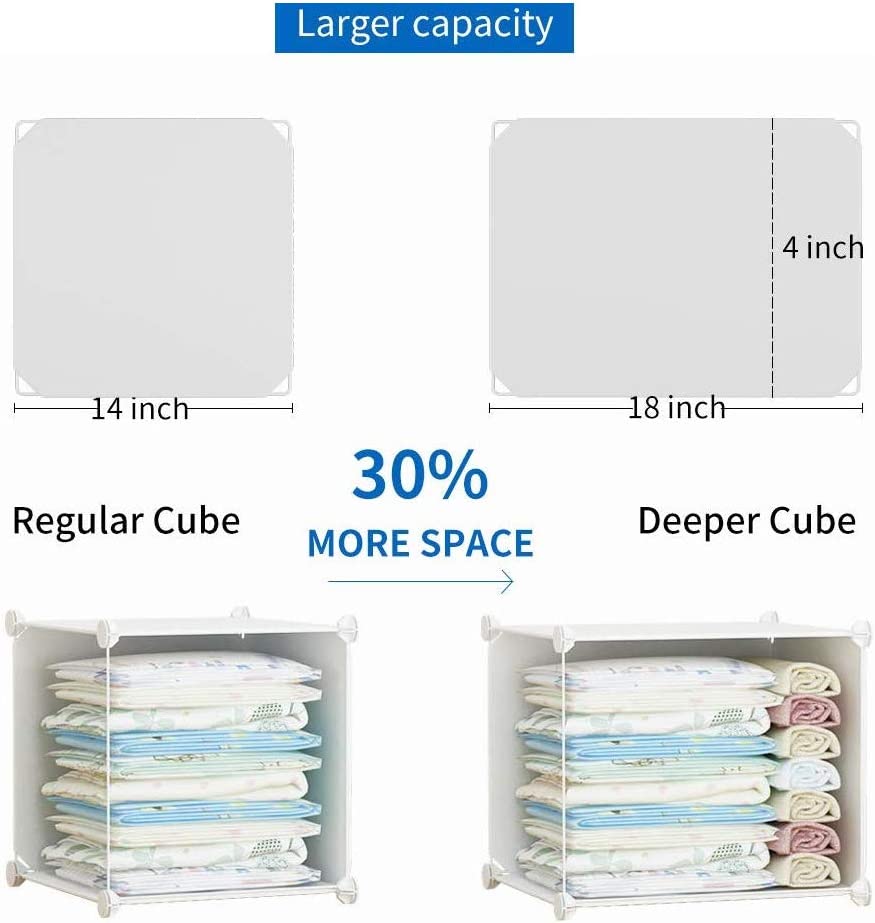 Aeitc 42 Inch Portable Wardrobe Closets Bedroom Armoire， Clothes Storage Organizer with Doors， 12 Cubes， White