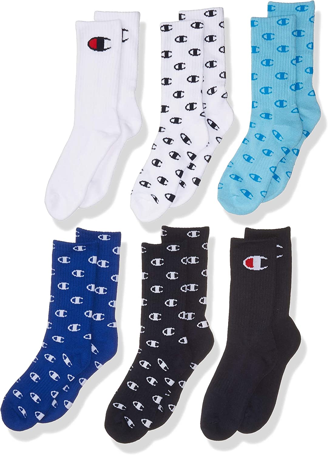 Champion unisex-child Kids' 6-pack Crew Socks