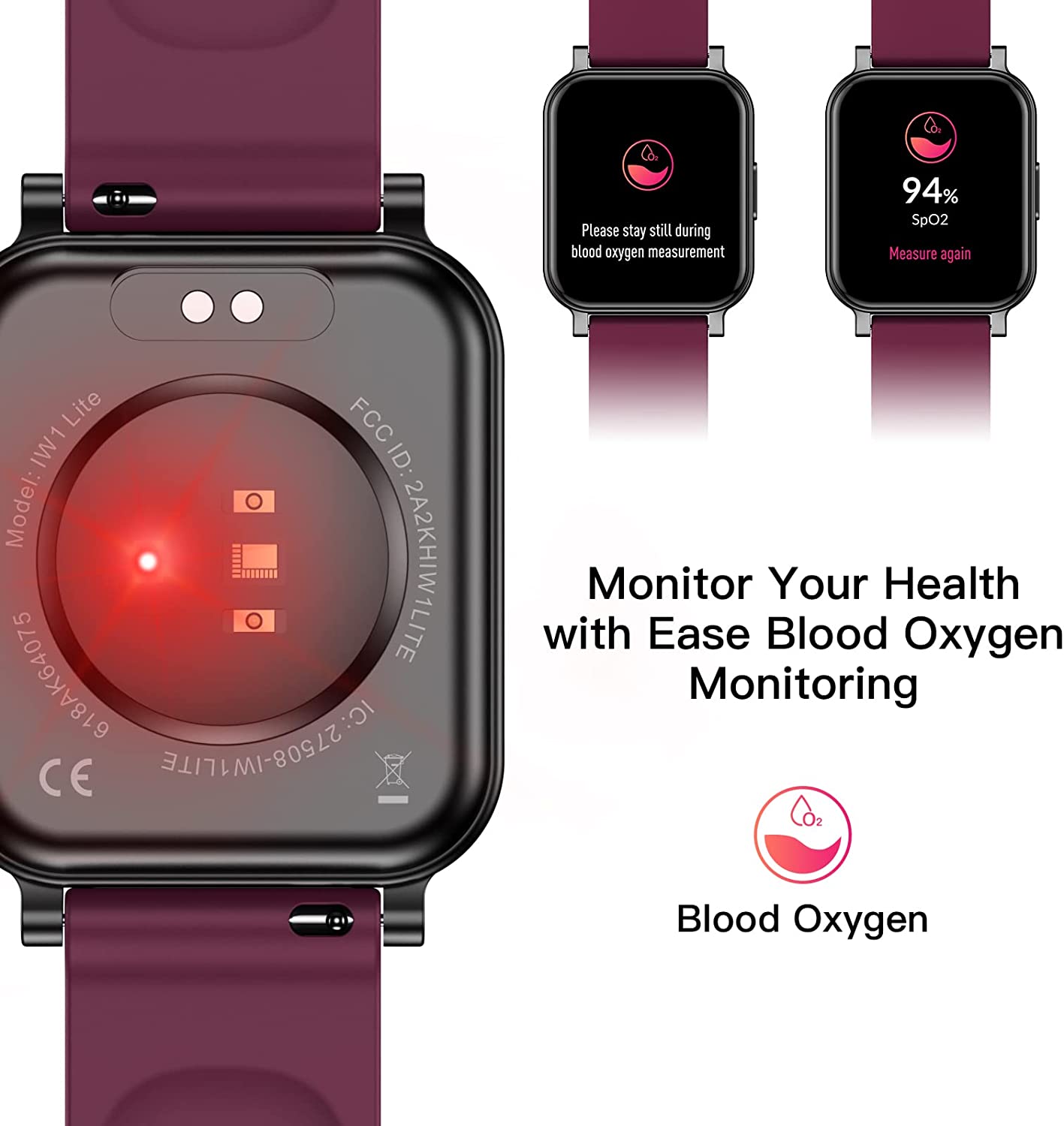 EURANS Smart Watch 41mm, Full Touchscreen Smartwatch, Fitness Tracker with Heart Rate Monitor & SpO2, IP68 Waterproof Pedometer Watch for Women Men Compatible with iOS & Android Phones