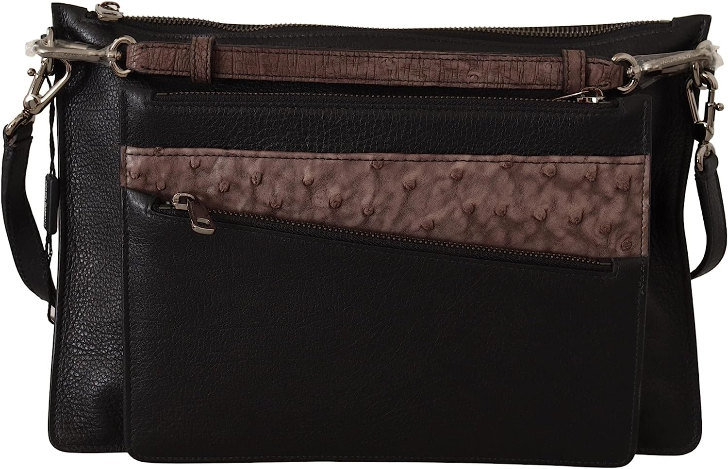 Black Exotic Leather Shoulder Sling Alta Sartoria Bag