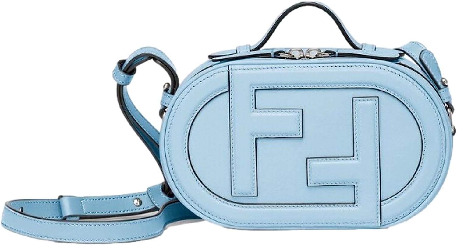 FENDI O'Lock Baby Blue Leather Mini Crossbody Bag