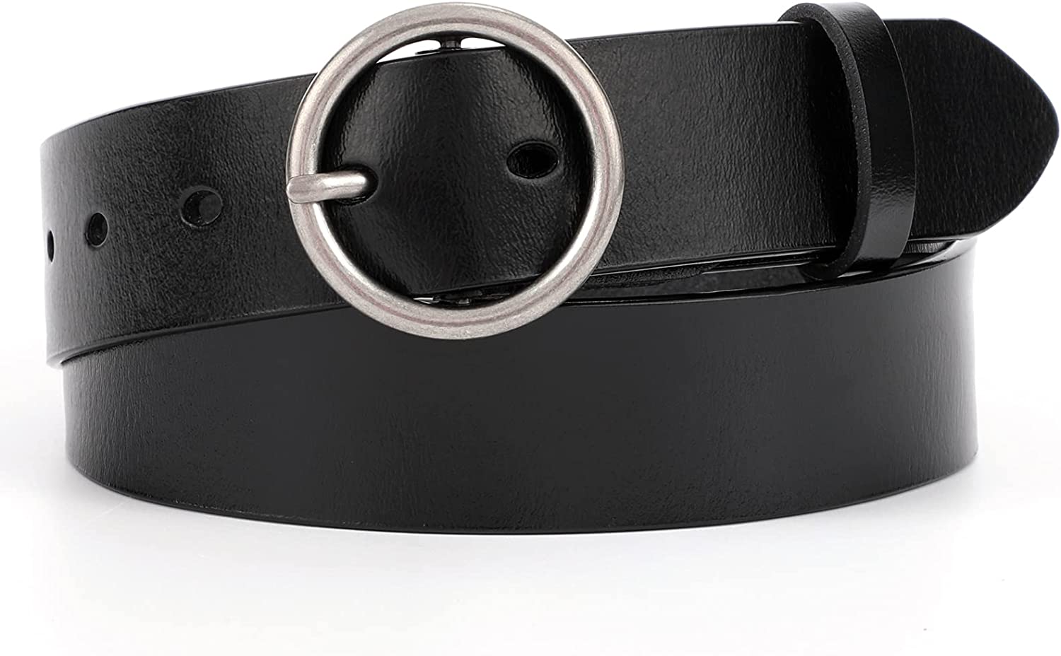 WERFORU Women Casual Dress Belt Fashion Leather Belt with O Ring Buckle for Jeans Pants
