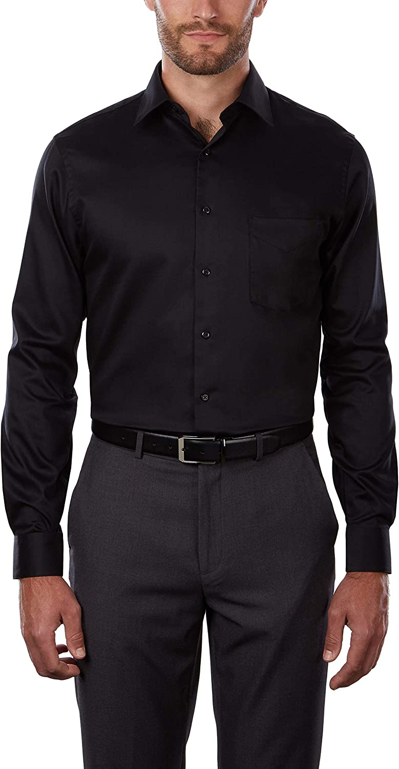 Van Heusen Men's Dress Shirts Regular Fit Lux Sateen Stretch Solid