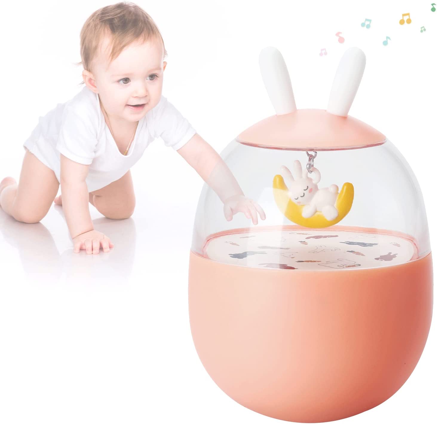 Richgv Roly Poly Baby Toys Musical Wobbler Enlightenment Toy Tumbler Early Education Toys Newborn Gifts with Tinkling Sound and Silicone Ears