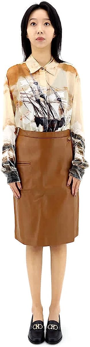 BURBERRY Ladies Maple Faux Leather A-line Skirt, Brand Size 6 (US Size 4)