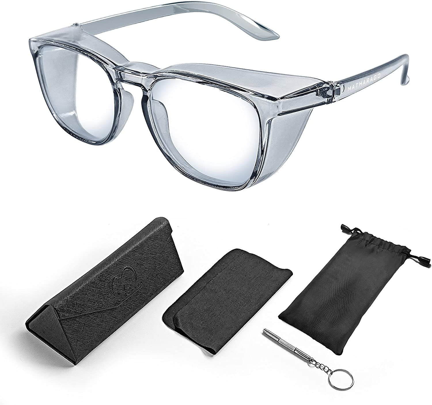 Safety Goggles Protective Eyewear, Safety Glasses for Men, Women and Nurse Eye Protection, with Small Eyeglass Screwdriver