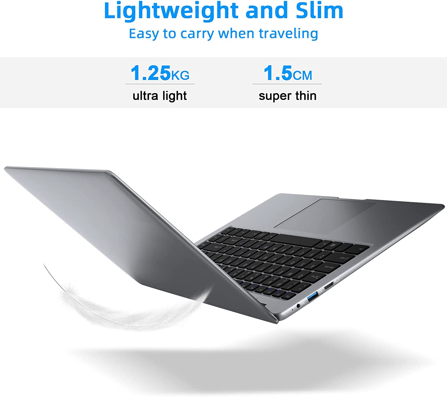jumper Laptop 14 inch 12GB DDR4 RAM 256GB SSD,Intel Quad Core Celeron N4100, Windows 11 Thin and Light Laptops Computer, Full HD 1080P Display,HD Webcam,Dual Speakers,2.4/5Ghz WiFi,Long Battery Life