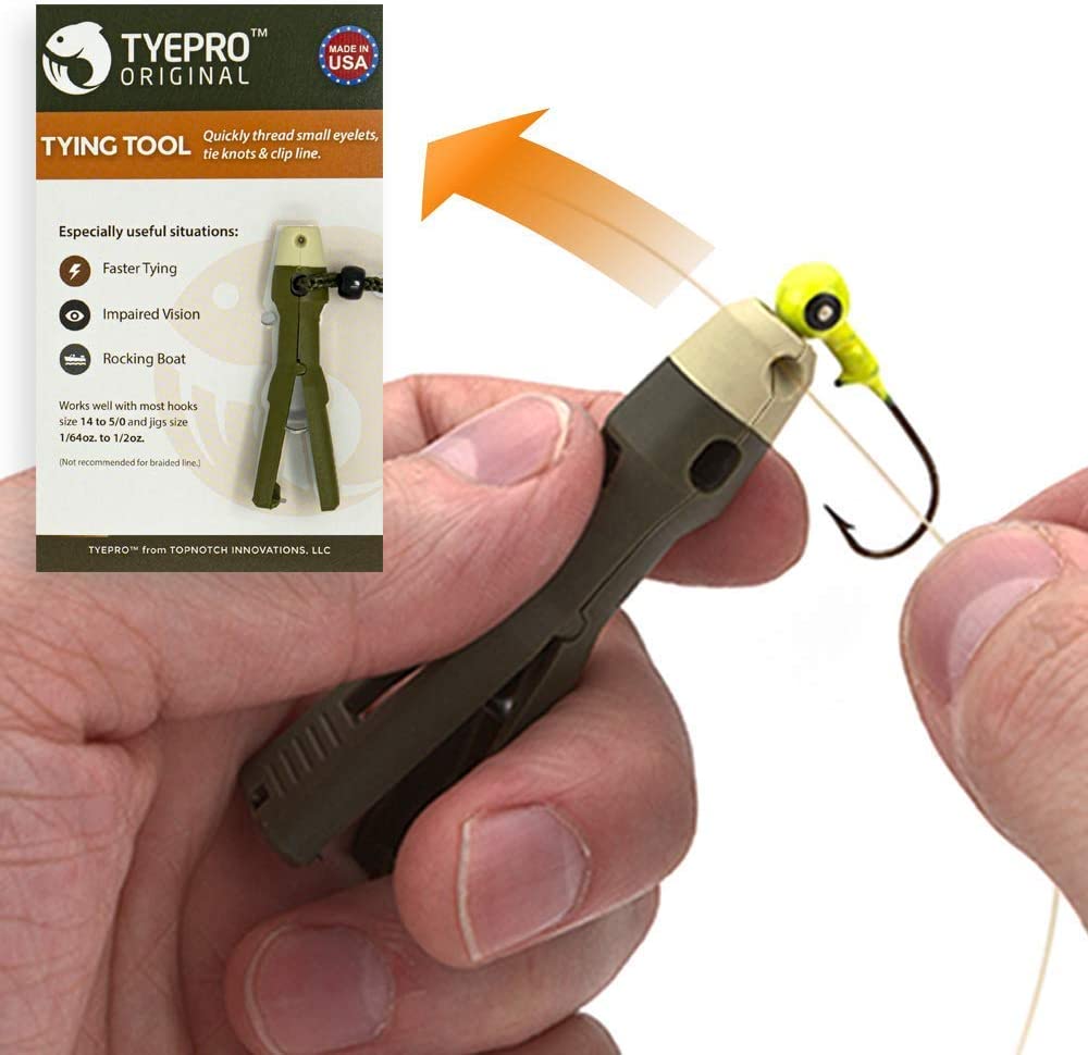 TYEPRO Fishing Knot Tying Tool/Original Jig Head and Hook Eyelet Grip, Thread Line, Tie, Clip