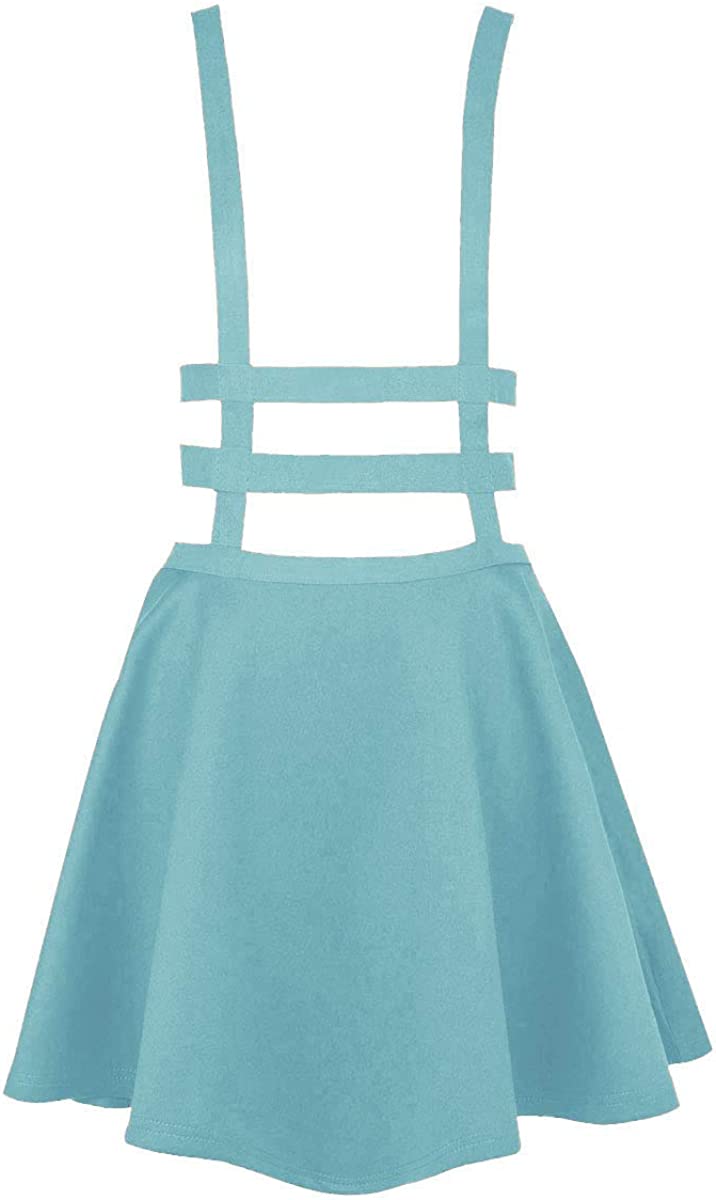 EXCHIC Women's Braces Skirt Pleated A-Line Suspender Mini Skirt