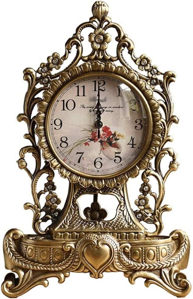 ZSEDP Copper Silent Table Clock European Antique Clocks Living Room Creative Clock Retro Table Clock All Copper Seat Clock