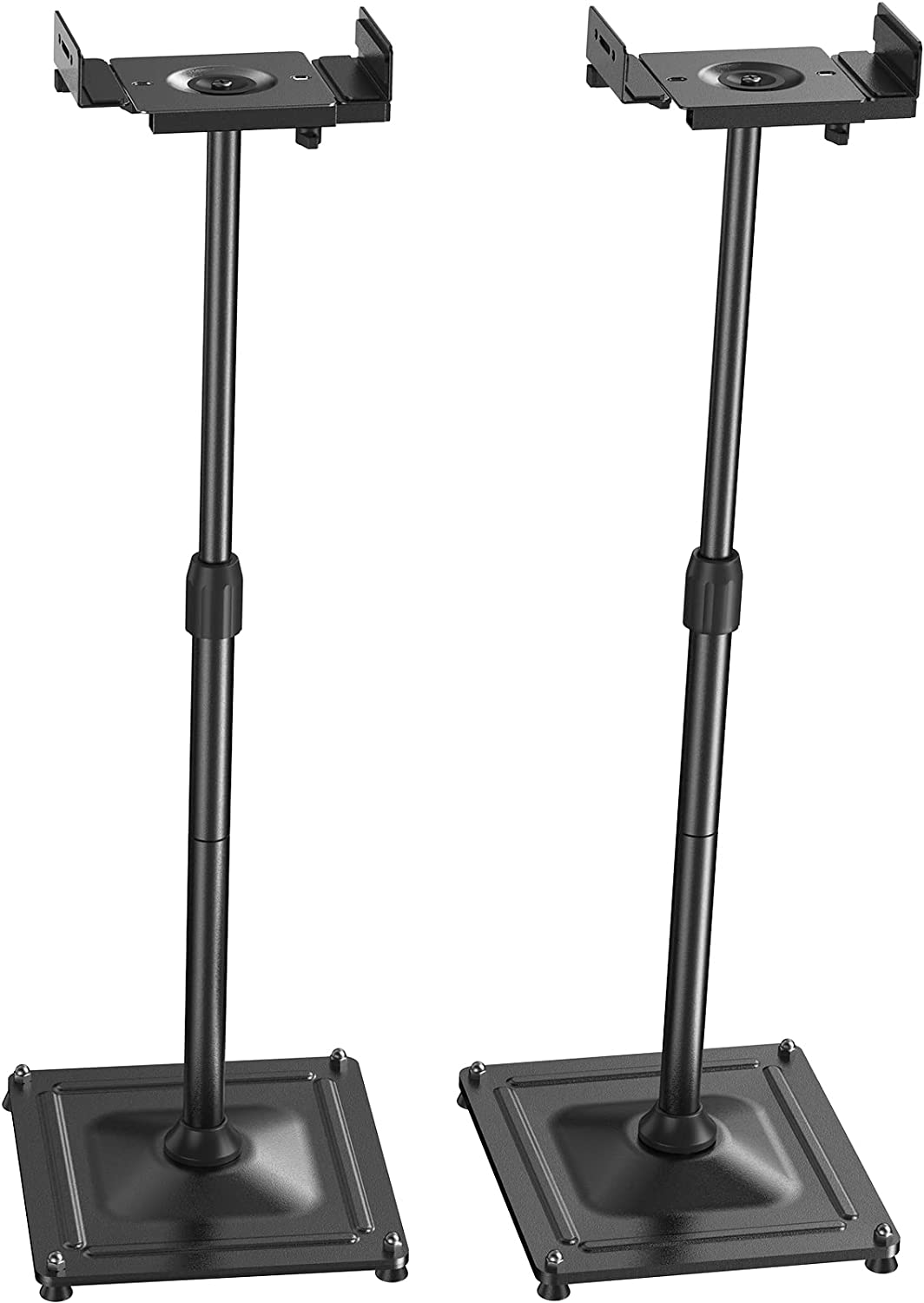 PERLESMITH Universal Speaker Stands Height Adjustable Extend 31.22” to 46.18” Holds Satellite Speakers & Bookshelf Speakers up to 11lbs-1 Pair PSSS2 Black