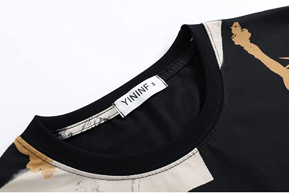 YININF Mens Hipster Hip Hop All Over Graphic Longline T-Shirt