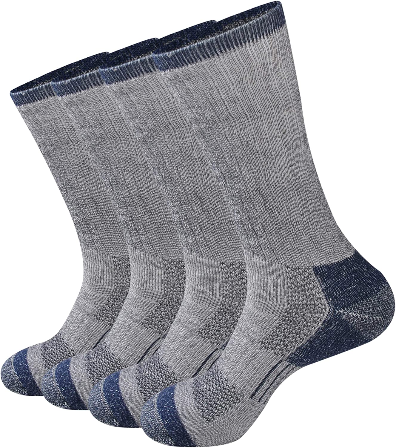 GKX Men's Merino Wool Moisture Wicking Outdoor Hiking Heavy Duty Work Cushion Crew Socks