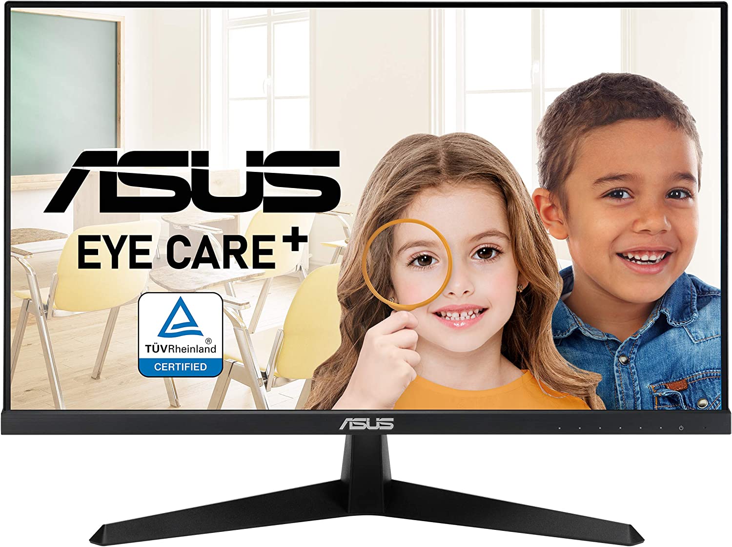 ASUS VY249HE 23.8” Eye Care Monitor, 1080P Full HD, 75Hz, IPS, Adaptive-Sync/Sync, Eye Care Plus, Color Augmentation, Rest Reminder, HDMI VGA, Frameless, VESA Wall Mountable, BLACK