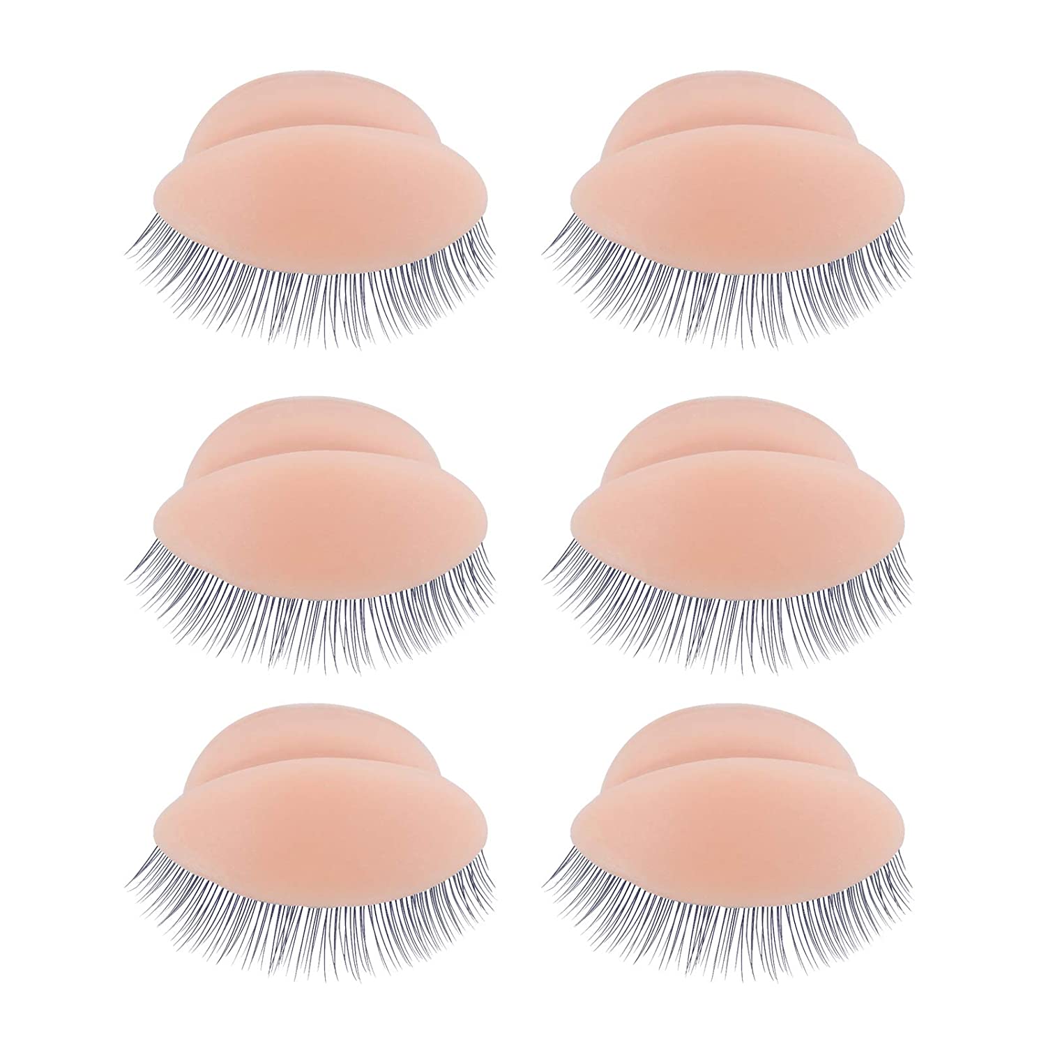 WBCBEC 3 Pairs Replacement Eyelids for Mannequin Head Removable Realistic Eyelids with Eyelashes Mannequin Head Eyelids for Eyelash Training Practice Makeup Eyelash Extensions