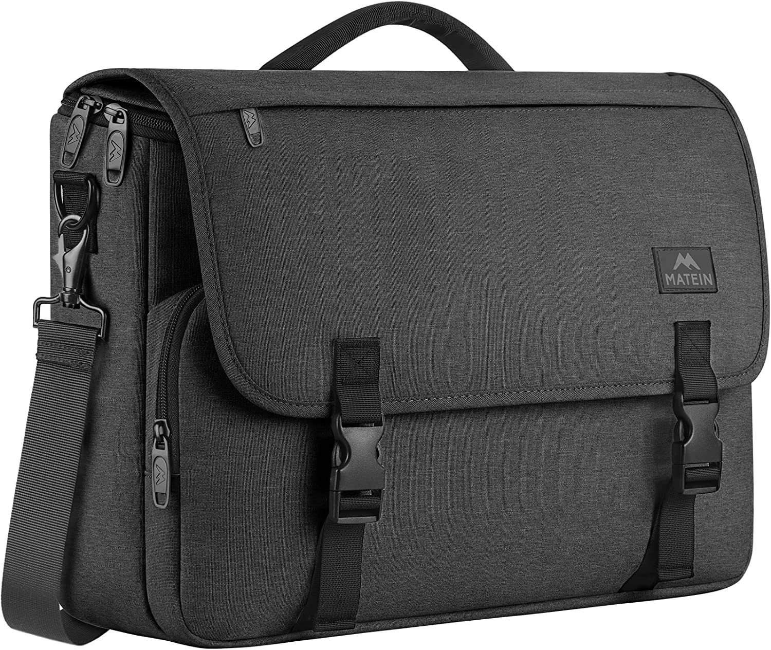 Messenger Bag for Men, Women Briefcases Lightweight Men's Laptop Bag 15.6 inch Water Resistant Crossbody School Satchel Bags for Boys Computer Work Office Bag with Shoulder Strap, Black