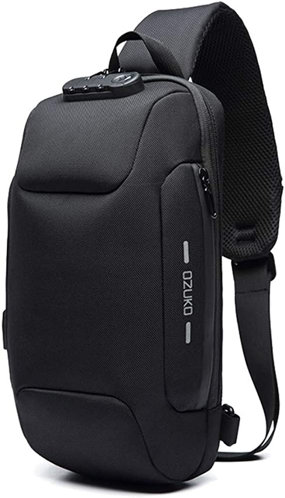 OZUKO Sling Backpack USB Anti-Theft Men'S Chest Bag Casual Shoulder Bag