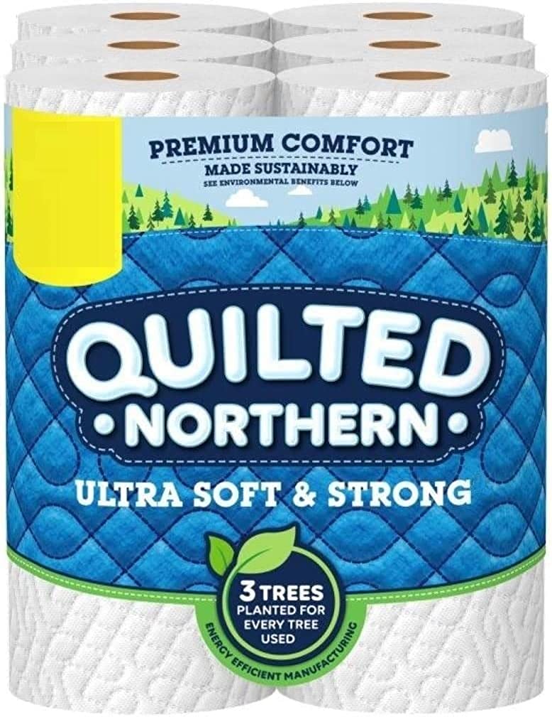 Quilted Northern Ultra Soft &amp; Strong Toilet Paper， 18 Mega Rolls = 72 Regular Rolls， 2-ply Bath Tissue， 6 count (Pack of 3)